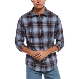 Vince Mens Napa Plaid Shirt, Blue
